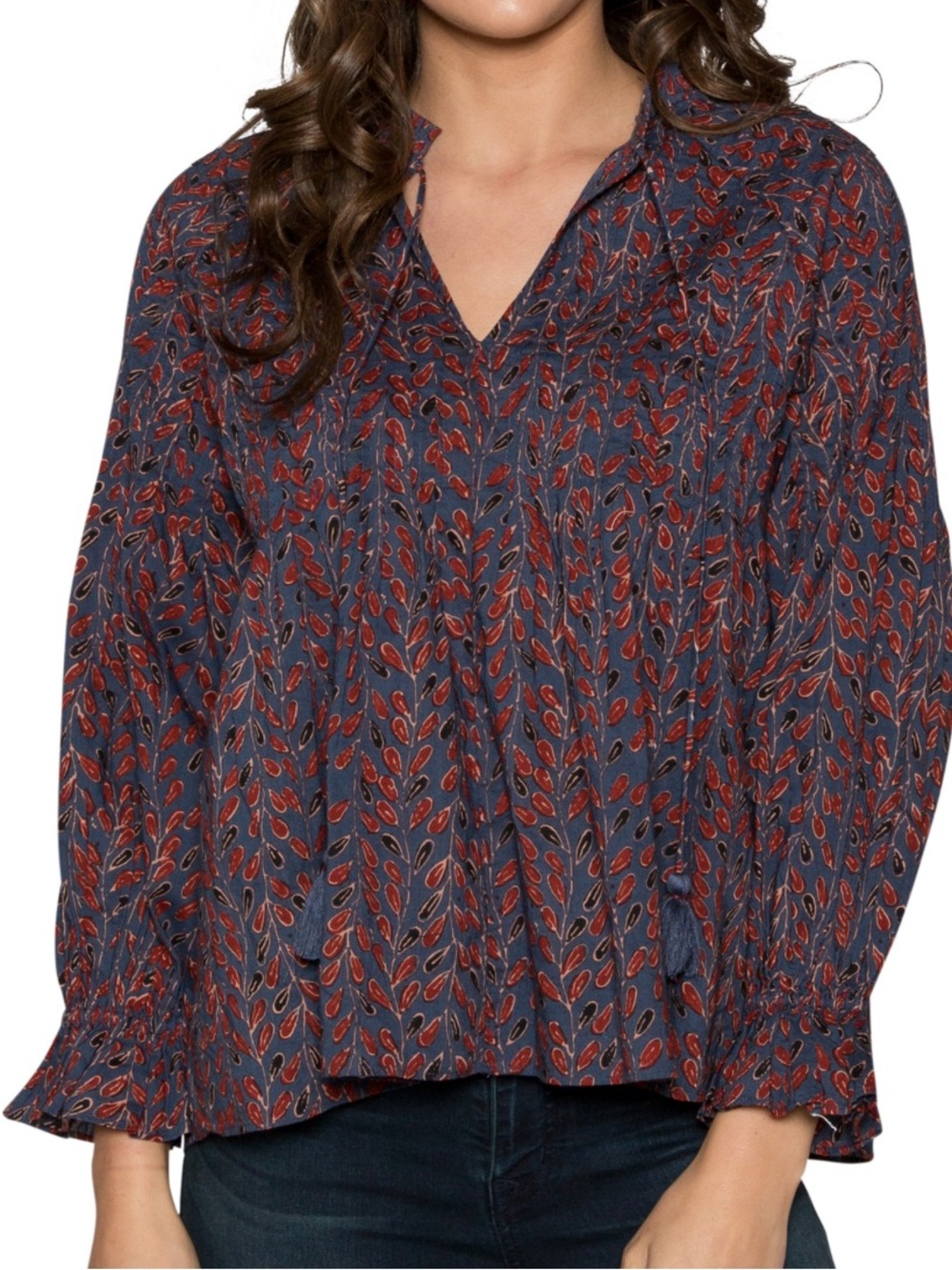 Velvet by Graham & Spencer Jayla Printed Cotton Peasant Top